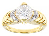 Moissanite 14k Yellow Gold Over Silver Ring 1.96ctw DEW