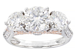 Moissanite Platineve and 14k Rose Gold Over Silver Ring 4.00ctw DEW