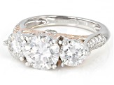 Moissanite Platineve and 14k Rose Gold Over Silver Ring 4.00ctw DEW