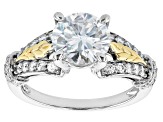 Moissanite Platineve and 14k Yellow Gold Over Silver Ring 3.22ctw DEW