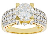 Moissanite 14k Yellow Gold Over Silver Ring 3.64ctw DEW