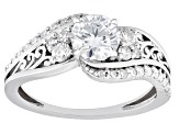 Moissanite Platineve Bypass Ring 1.22ctw DEW