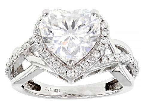 Moissanite Platineve Heart Ring 4.12ctw DEW