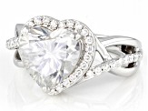 Moissanite Platineve Heart Ring 4.12ctw DEW