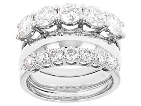 Moissanite Platineve ring set of three bands 3.20ctw DEW