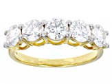 Moissanite 14k yellow gold over silver ring set of three bands 3.20ctw DEW