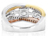 Moissanite Platineve and 14k yellow and rose gold over sterling silver ring 1.26ctw DEW