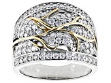 Moissanite Platineve and 14k yellow gold over silver ring 1.72ctw DEW.