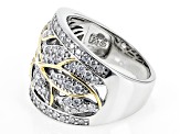 Moissanite Platineve and 14k yellow gold over silver ring 1.72ctw DEW.