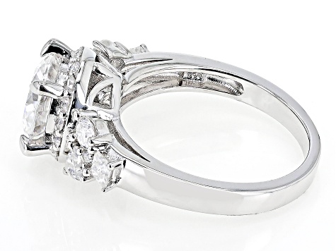 Moissanite Platineve Halo Ring 2.86ctw DEW.