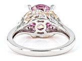 Pink And Colorless Moissanite Platineve And 14k Rose Gold Over Silver Ring 2.94ctw DEW.