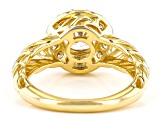 Moissanite 14k yellow gold over silver halo ring 1.62ctw DEW.