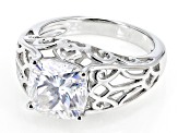 Moissanite Platineve Solitaire Ring 3.30ct DEW.