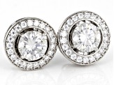 Moissanite Platineve Stud Earrings With Halo Jacket 2.02ctw DEW