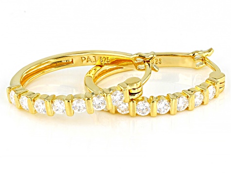 Moissanite 14k Yellow Gold Over Silver Hoop Earrings .84ctw D.E.W