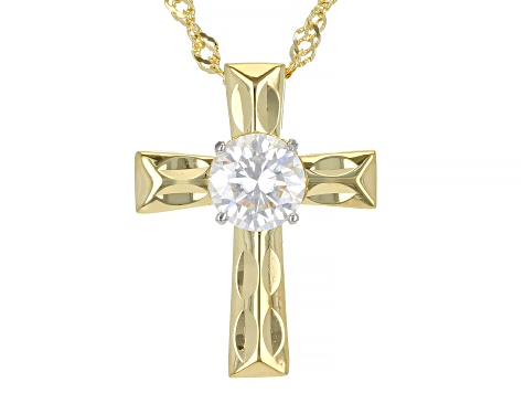 Antiqued Gold Trinity Crucifix Pendant and Necklace Antique -  Portugal