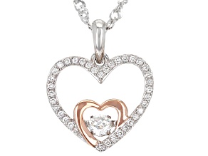 Moissanite Platineve And 14k Rose Gold Over Silver Heart Pendant .52ctw D.E.W