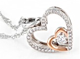 Moissanite Platineve And 14k Rose Gold Over Silver Heart Pendant .52ctw D.E.W