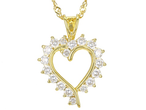 Moissanite 14k Yellow Gold Over Silver Heart Pendant .96ctw D.E.W