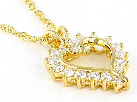 Moissanite 14k Yellow Gold Over Silver Heart Pendant .96ctw D.E.W