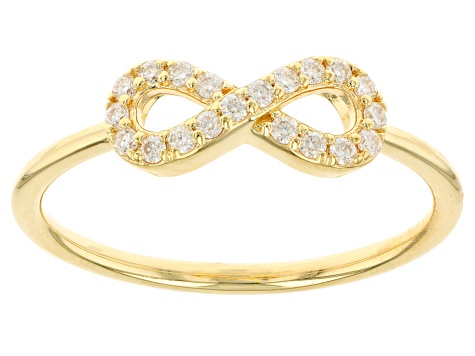 Moissanite 14k Yellow Gold Over Silver Infinity Ring .20ctw DEW.