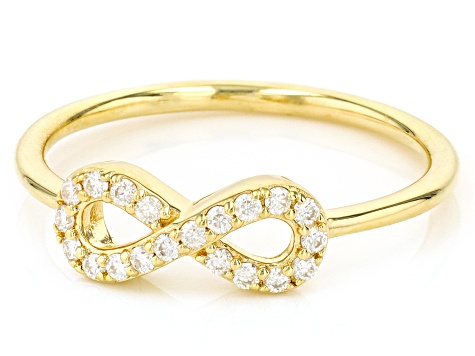 Moissanite 14k Yellow Gold Over Silver Infinity Ring .20ctw DEW.