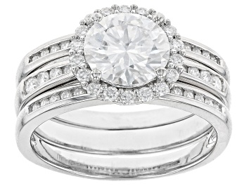 Picture of Moissanite Platineve Halo Ring With Guard 2.66ctw DEW.