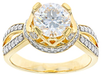 Picture of Moissanite 14k Yellow Gold Over Silver Ring 2.46ctw DEW.