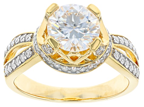 Moissanite 14k Yellow Gold Over Silver Ring 2.46ctw DEW.