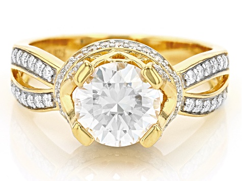 Moissanite 14k Yellow Gold Over Silver Ring 2.46ctw DEW.
