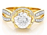 Moissanite 14k Yellow Gold Over Silver Ring 2.46ctw DEW.