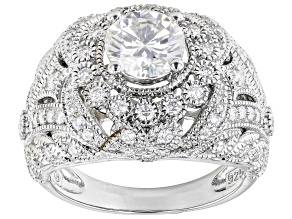 Moissanite Platineve Cocktail Ring 2.16ctw DEW.