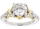 Moissanite Platineve And 14k Yellow Gold Over Silver Engagement Ring 2.20ctw DEW.