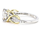 Moissanite Platineve And 14k Yellow Gold Over Silver Engagement Ring 2.20ctw DEW.