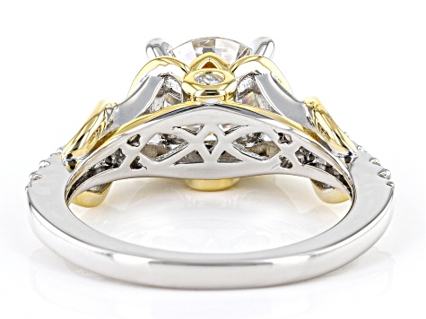 Moissanite Platineve And 14k Yellow Gold Over Silver Engagement Ring 2.20ctw DEW.