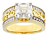 Moissanite 14k Yellow Gold Over Silver Engagement Ring 3.81ctw DEW.