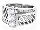 Moissanite Platineve 3 Stone Ring .97ctw DEW.