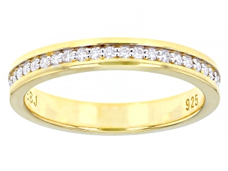 Moissanite 14k yellow Gold Over Silver Eternity Band Ring .45ctw DEW.