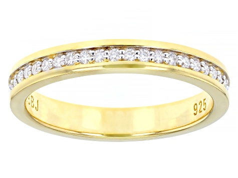 Moissanite 14k yellow Gold Over Silver Eternity Band Ring .45ctw DEW.