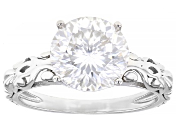 Picture of Moissanite Inferno cut Platineve Solitaire ring 4.13ct DEW.