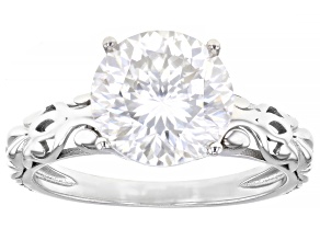 Moissanite Inferno cut Platineve Solitaire ring 4.13ct DEW.