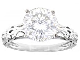 Moissanite Inferno cut Platineve Solitaire ring 4.13ct DEW.