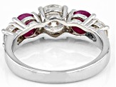 Moissanite And Ruby Platineve Ring. 1.46ctw DEW