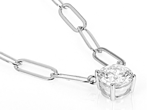 Moissanite Platineve paperclip necklace 1.00ct DEW
