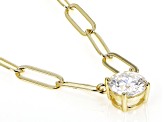 Moissanite 14k yellow gold over sterling silver paperclip necklace 1.00ct DEW