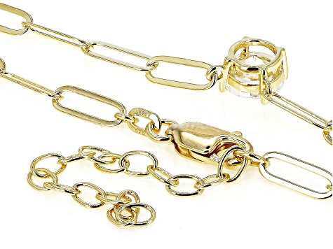 Moissanite 14k yellow gold over sterling silver paperclip necklace 1.00ct DEW
