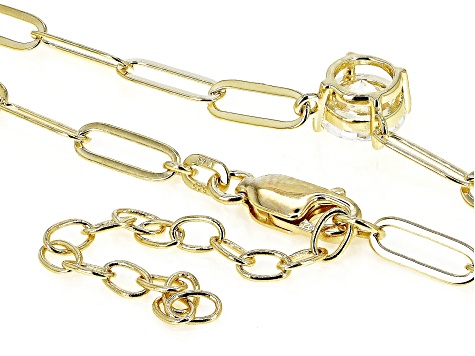 Moissanite 14k yellow gold over sterling silver paperclip necklace 1.00ct DEW
