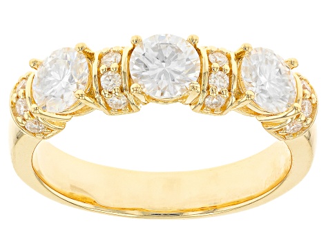 Moissanite 14k yellow gold over silver band ring 1.82ctw DEW.