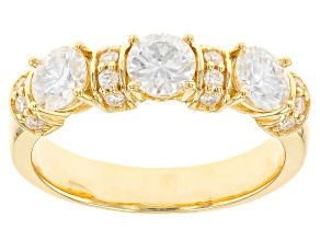 Moissanite 14k yellow gold over silver band ring 1.82ctw DEW.