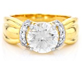 Moissanite 14k yellow gold over silver ring 2.90ctw DEW.